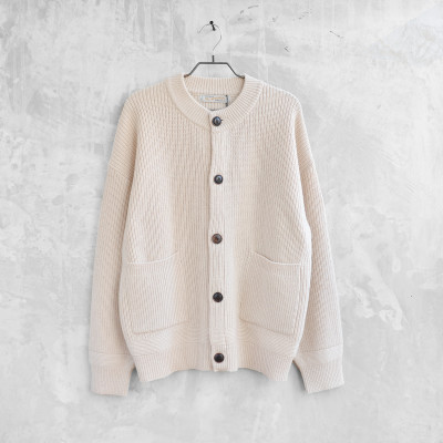 Heavy Wool Round Cardigan Cream