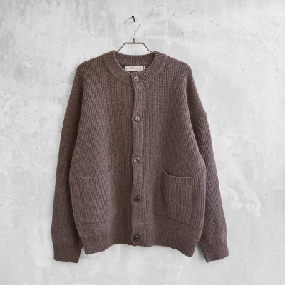 Heavy Wool Round Cardigan Choco